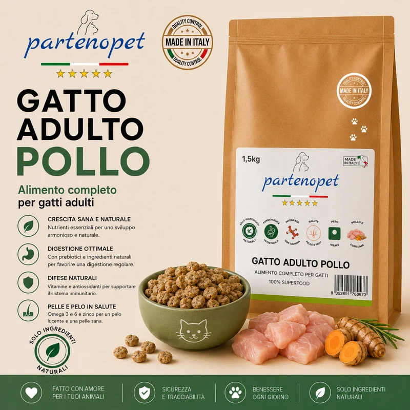 Partenopet Adult Cat Pollo Pressato a Freddo 1,5 kg