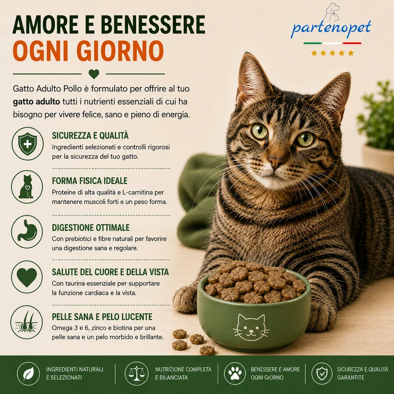 Partenopet Adult Cat Pollo Pressato a Freddo 1,5 kg