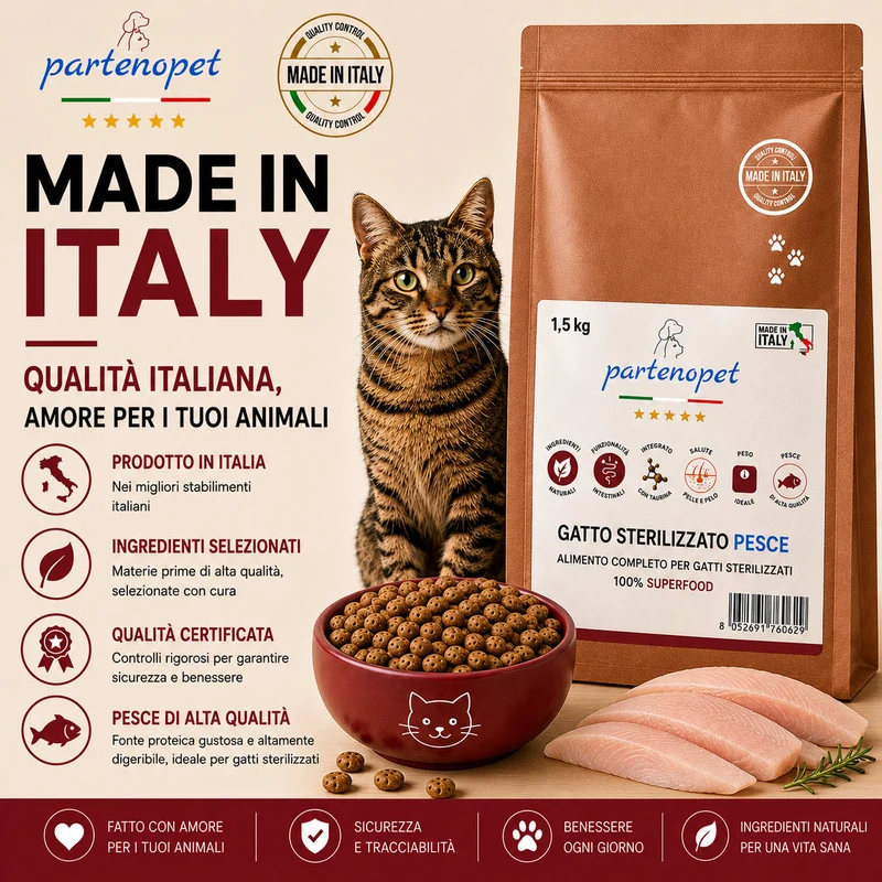 Partenopet Adult Cat Pesce Pressato a Freddo 1,5 kg