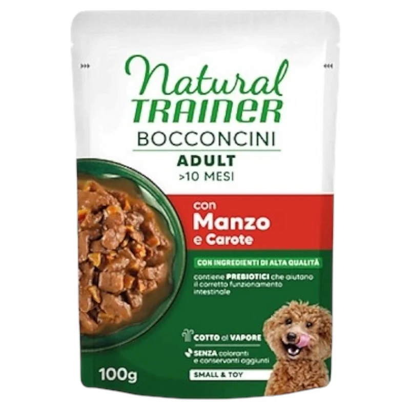 TRAINER Cane MIni Adult Bocconcini Manzo e Carote 100gr