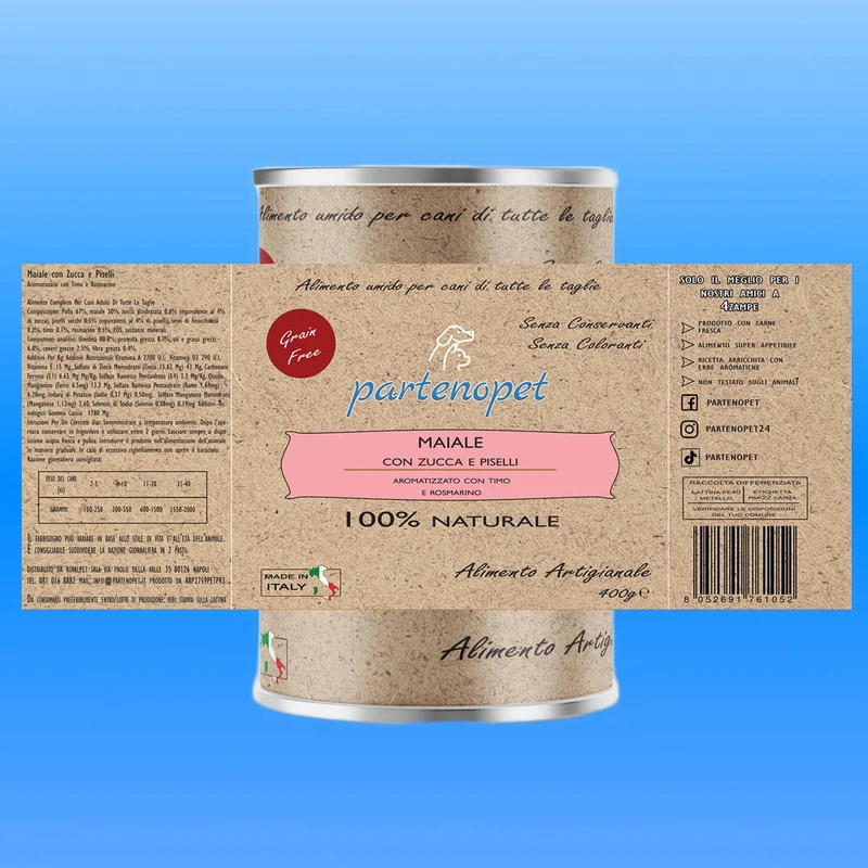 Partenopet Umido Cani Pollo e Maiale con Zucca e Piselli 400 g