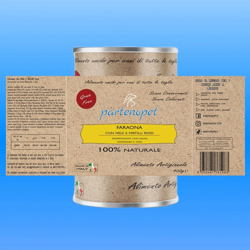 Partenopet Umido Cani Pollo e Faraona con Mele e Mirtilli 400 g