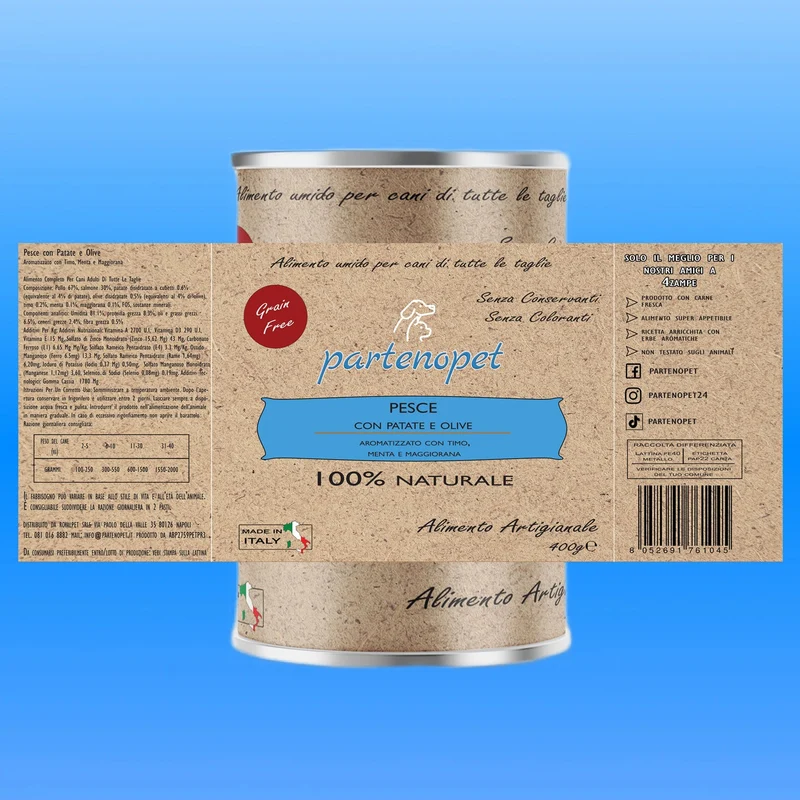 Partenopet Umido Cani Pollo e Salmone con Patate e Olive 400 g