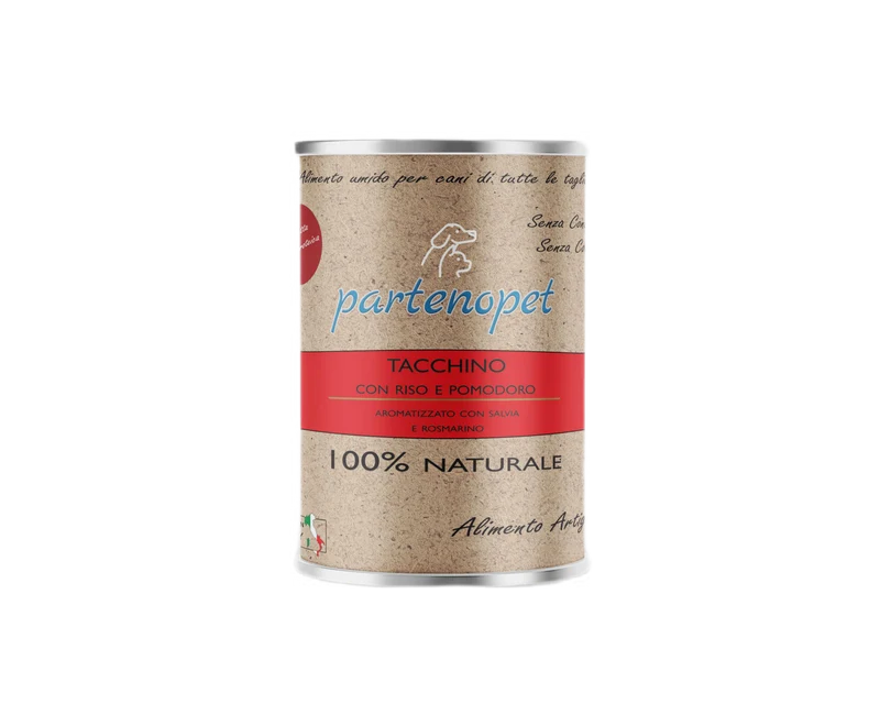 Partenopet Umido Cani Monoproteico Tacchino con Riso e Pomodoro 400 g