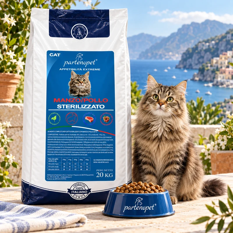 Partenopet Crocchette Gatti Sterilizzati Manzo e Pollo 20 kg
