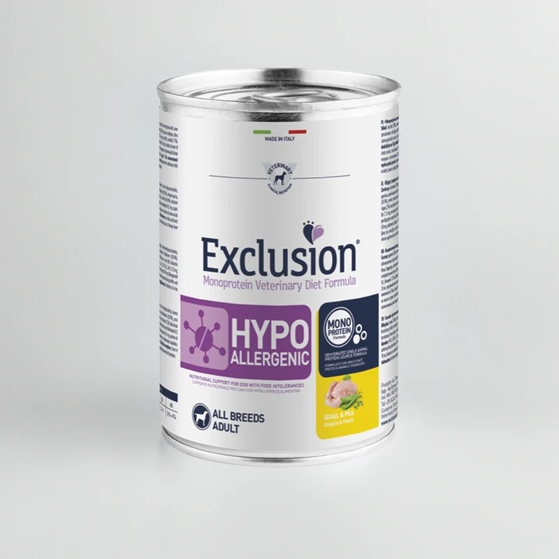 Exclusion Hypoallergenic Quaglia e Piselli Alimento Umido per Cani 400 g