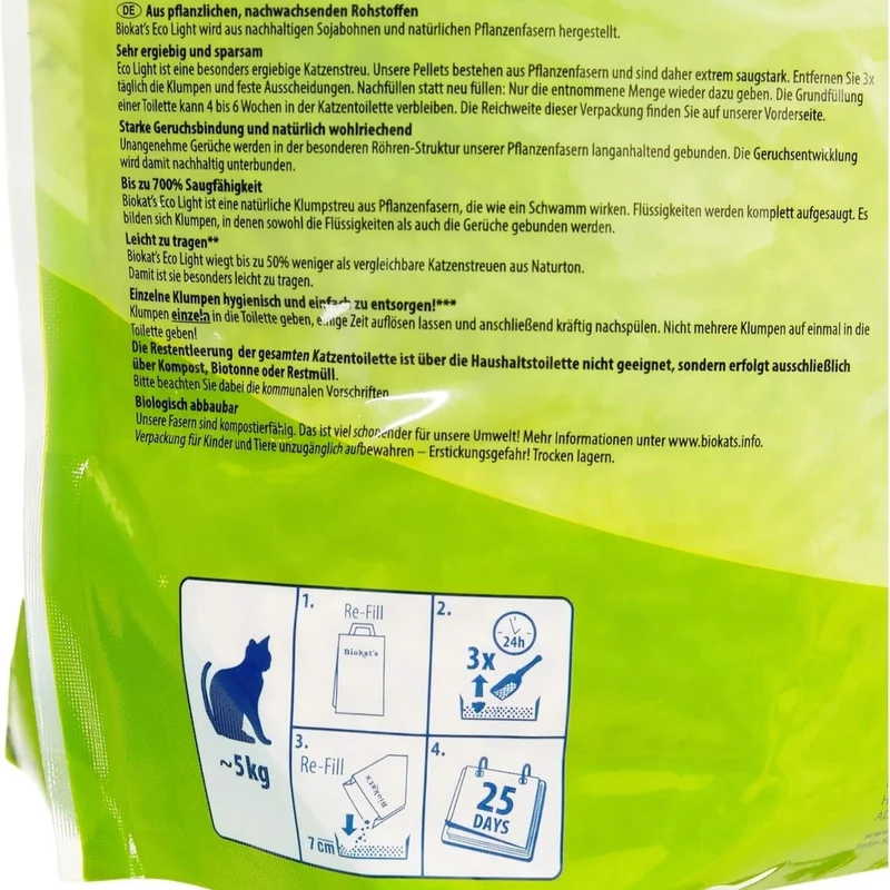 Biokat's Eco Light Lettiera Vegetale Agglomerante per Gatti in Pellet 5 L