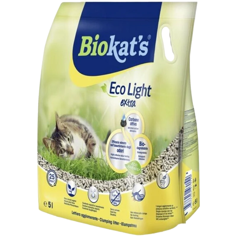 Biokat's Eco Light Extra Lettiera Vegetale Agglomerante per Gatti in Pellet 5L