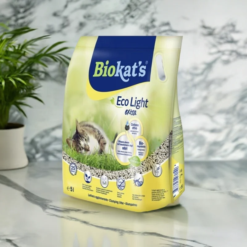 Biokat's Eco Light Extra Lettiera Vegetale Agglomerante per Gatti in Pellet 5L