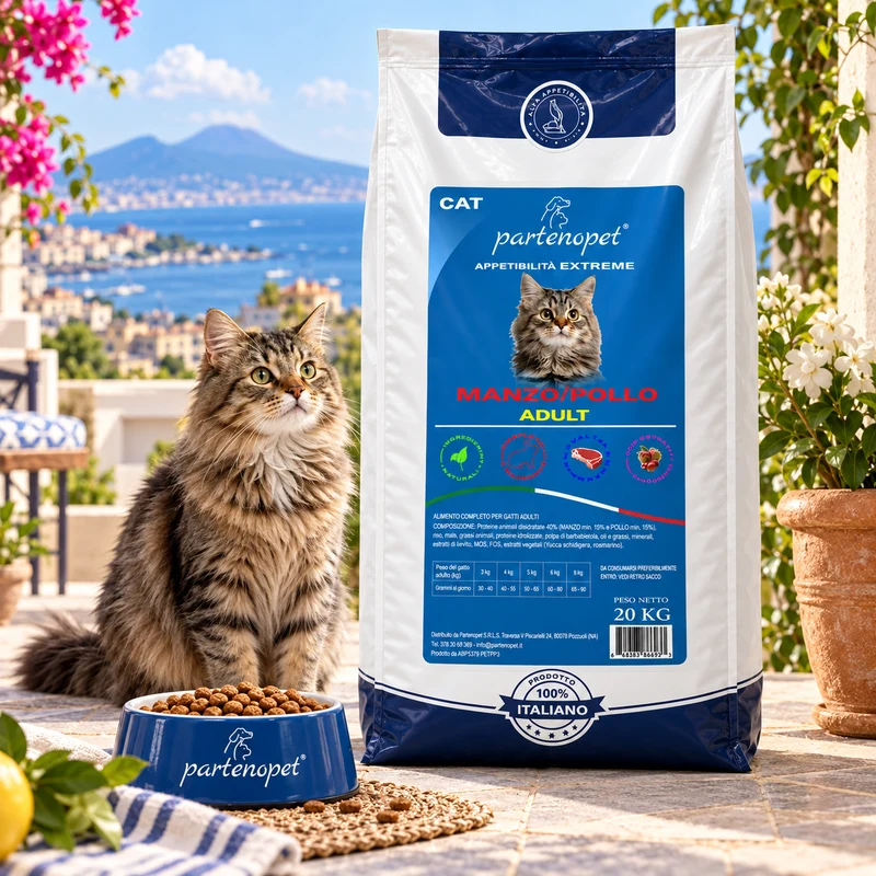 Partenopet Crocchette Gatti Adulti Manzo e Pollo 20 kg