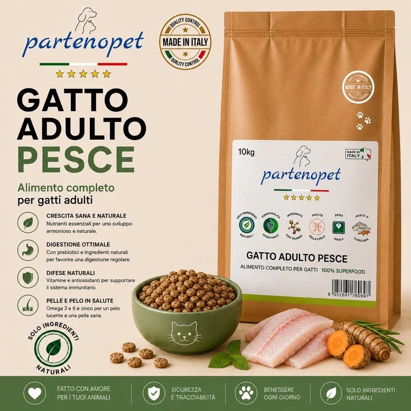 Partenopet Adult Cat Pesce Pressato a Freddo 10 kg