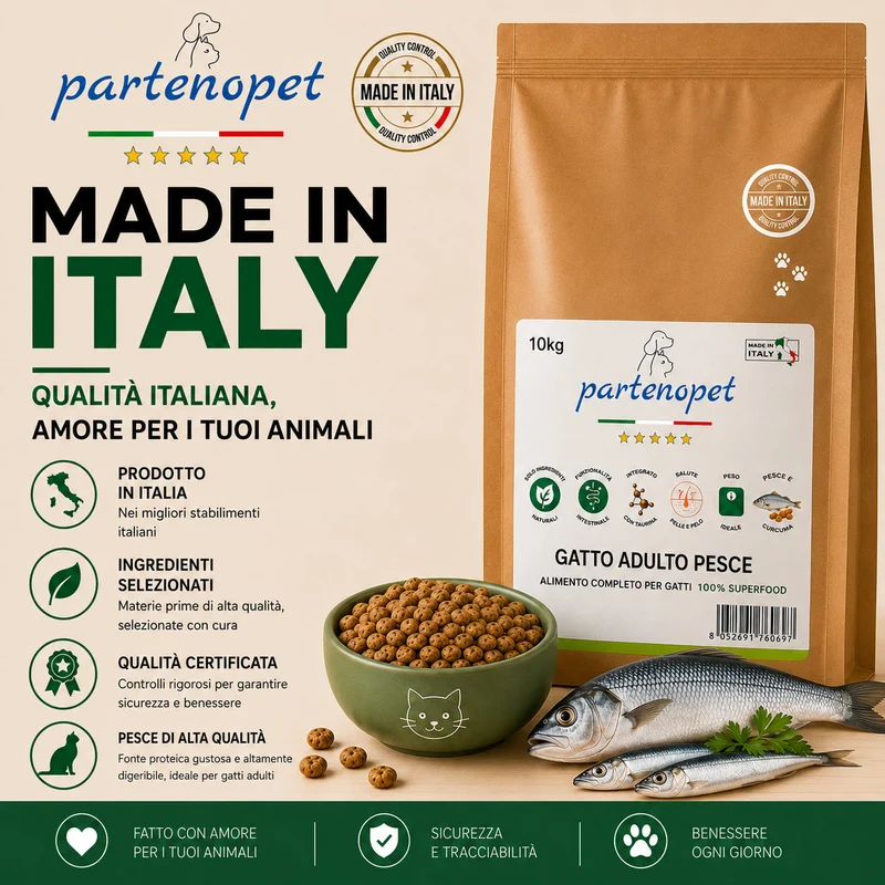 Partenopet Adult Cat Pesce Pressato a Freddo 10 kg