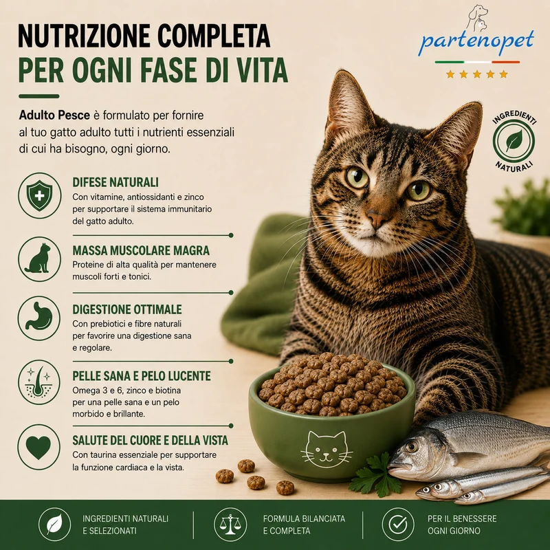 Partenopet Adult Cat Pesce Pressato a Freddo 10 kg
