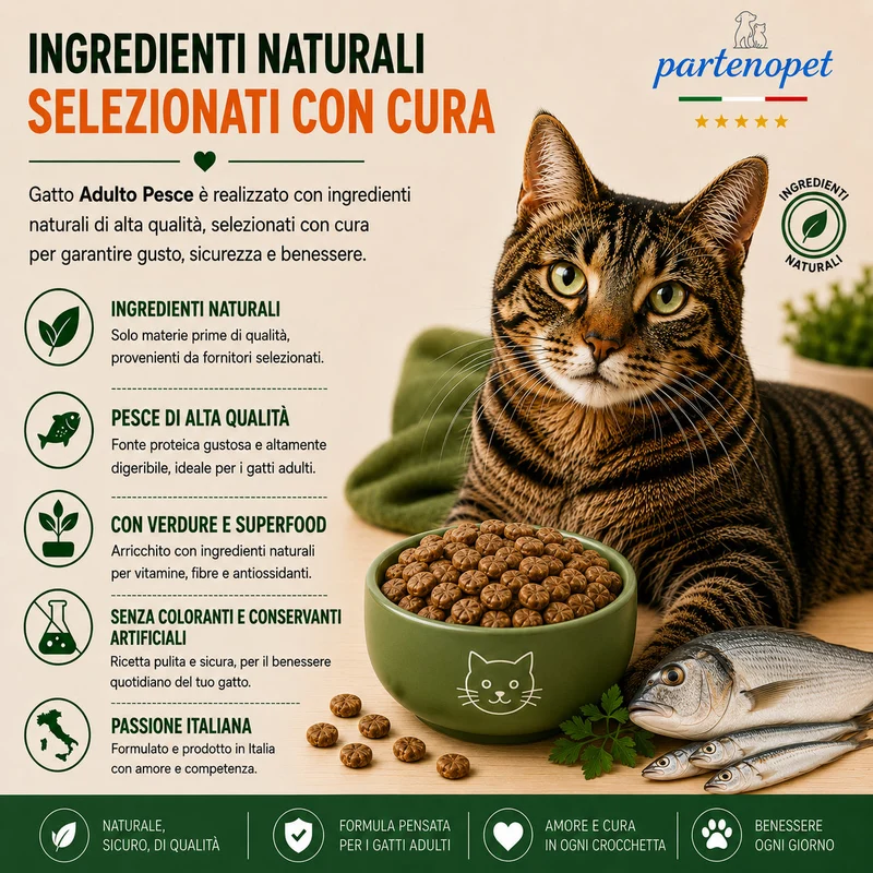 Partenopet Adult Cat Pesce Pressato a Freddo 10 kg
