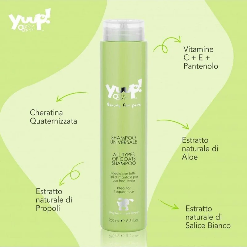 Yuup Shampoo Universale per Cani e Gatti Ideale per Tutti i Tipi di Manto 250ml