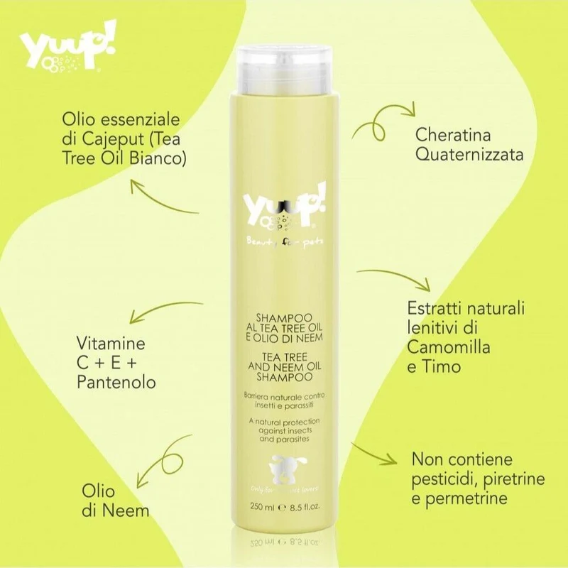 Yuup Shampoo Tea Tree Oil Olio Di Neem per Cani e Gatti Effetto Barriera 250ml