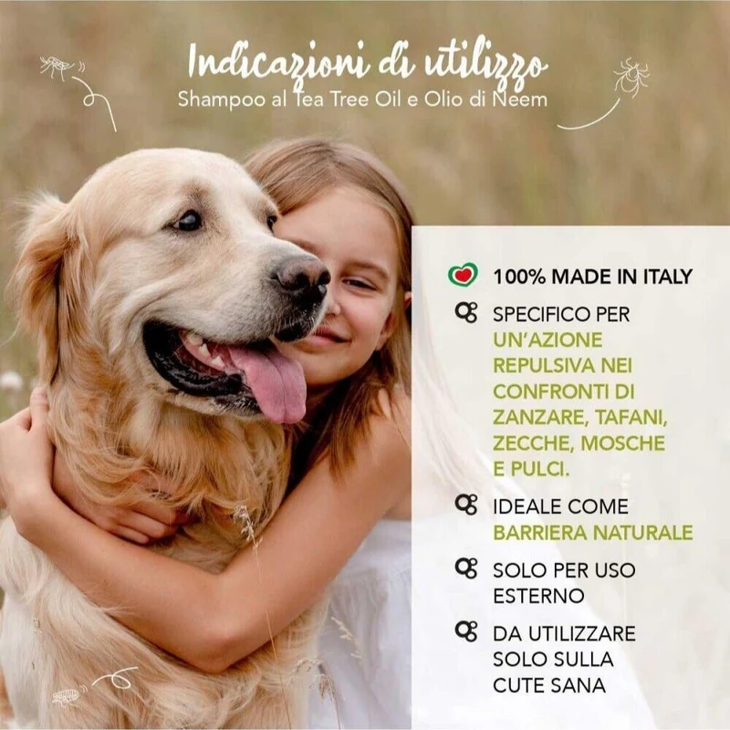Yuup Shampoo Tea Tree Oil Olio Di Neem per Cani e Gatti Effetto Barriera 250ml