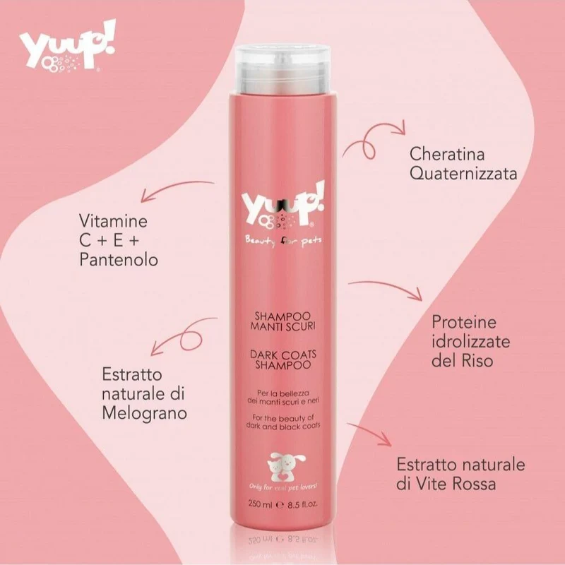 Yuup Shampoo Manti Scuri per Cani e Gatti per Ravvivare la Lucentezza 250ML
