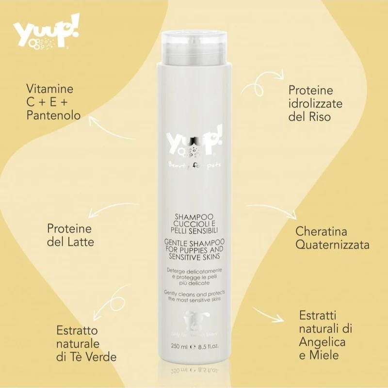 Yuup Shampoo Cuccioli e Pelli Sensibili per Cani e Gatti Protettivo Cute 250ml