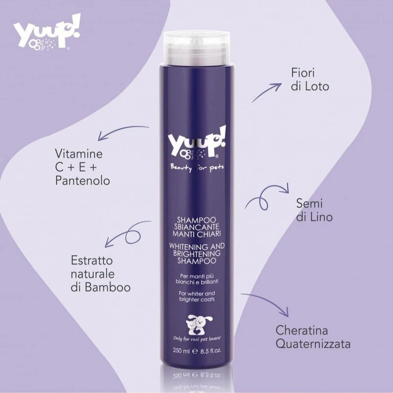 Yuup Shampoo Sbiancante Manti Chiari per Cani e Gatti ad Azione Sbiancante 250ml
