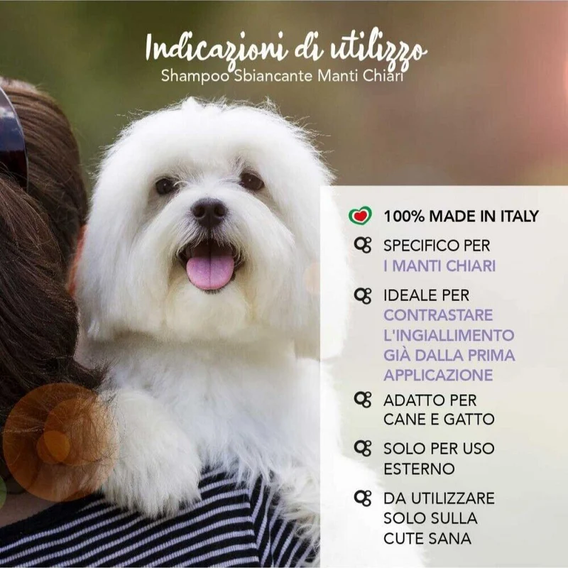 Yuup Shampoo Sbiancante Manti Chiari per Cani e Gatti ad Azione Sbiancante 250ml