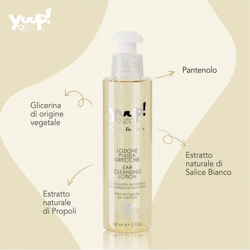 Yuup Lozione Pulizia Orecchie per Cani e Gatti Detergente Deodorante 150ML