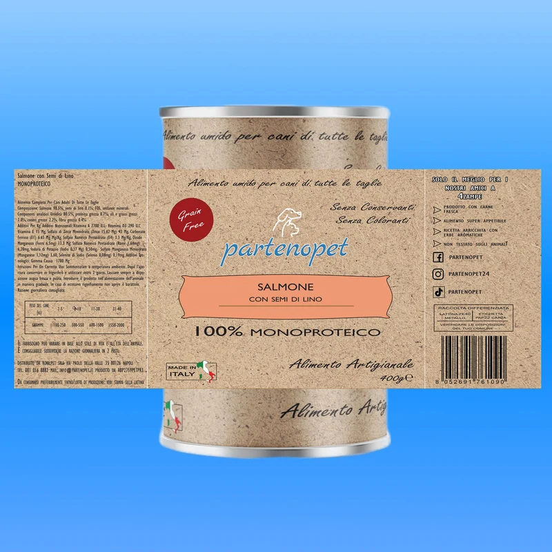 Partenopet Umido Cani Monoproteico Salmone Grain Free 400 g