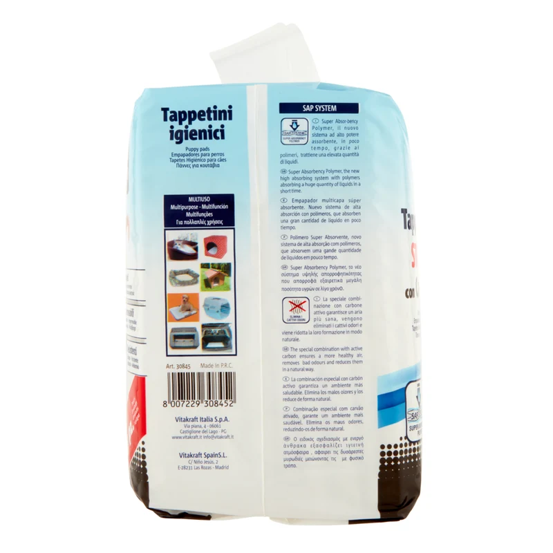 Vitakraft Tappetini Igienici STOP ODORI con carbone attivo per Cani Traversine 60x60 15 pz