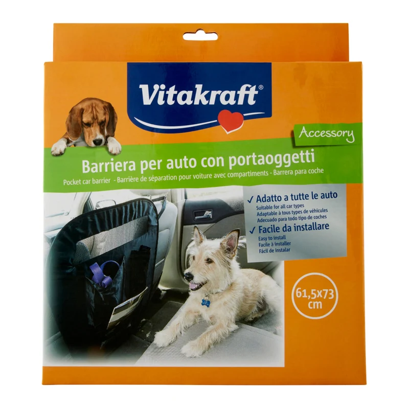 Vitakraft Barriera per Auto per Cani con Portaoggetti Divisorio Auto 61,5x76cm