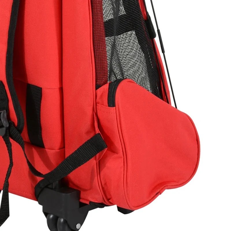 Trasportino Zaino 2 in 1 per Cani e Gatti con Tasche Laterali, Maniglia Telescopica e Ruote, 42x25x55cm