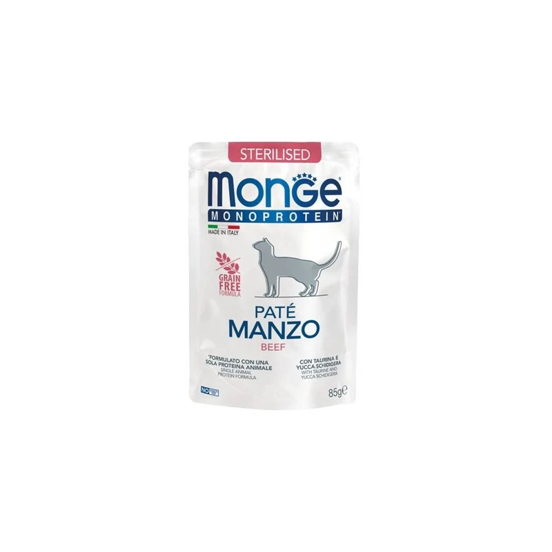Monge Natural Superpremium Monoprotein Gatto Sterilised Manzo Paté 85g