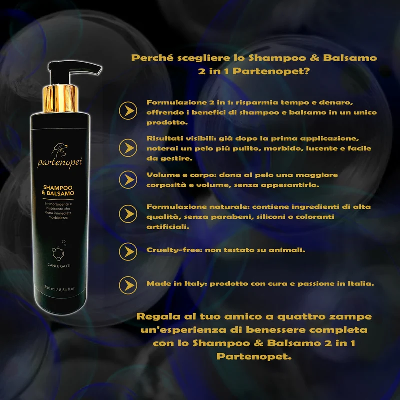Partenopet Shampoo e Balsamo 2 in 1 Cani e Gatti 250 ml