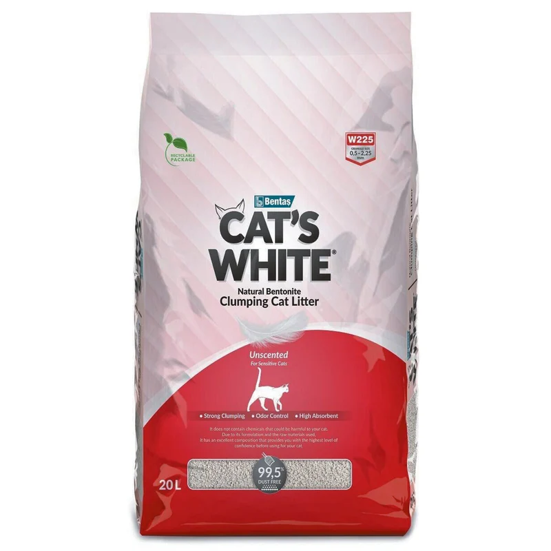 Cat's White Lettiera Agglomerante per Gatti Bentonite naturale 20 L