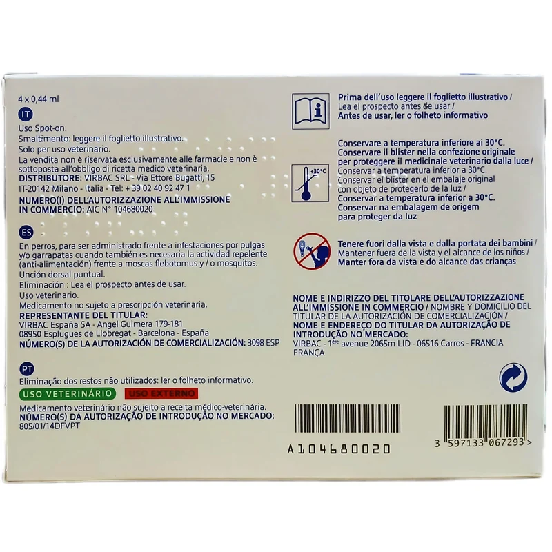 Virbac Effitix Antiparassitario per cani 1,5 - 4 kg 4 Pipette