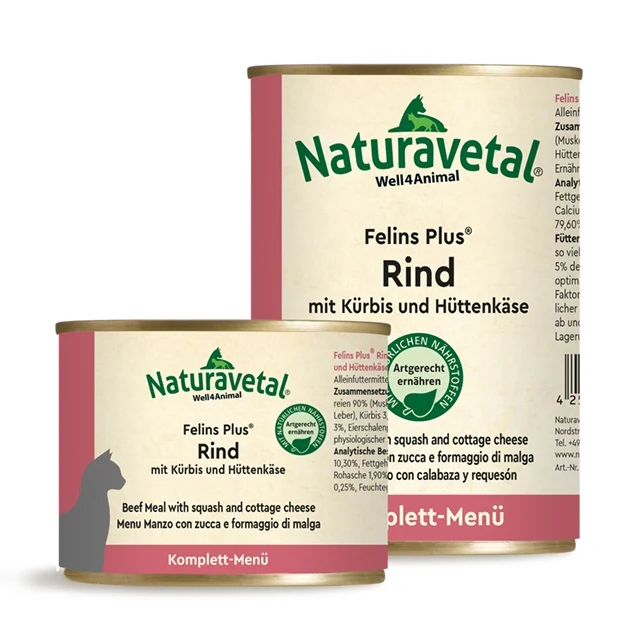 Naturavetal Umido Felins Plus con Manzo Verdure e Formaggio Menu Completo gatto