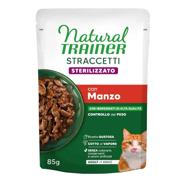 Natural Trainer Natural Cat Mature Sterilised Straccetti Manzo 70g