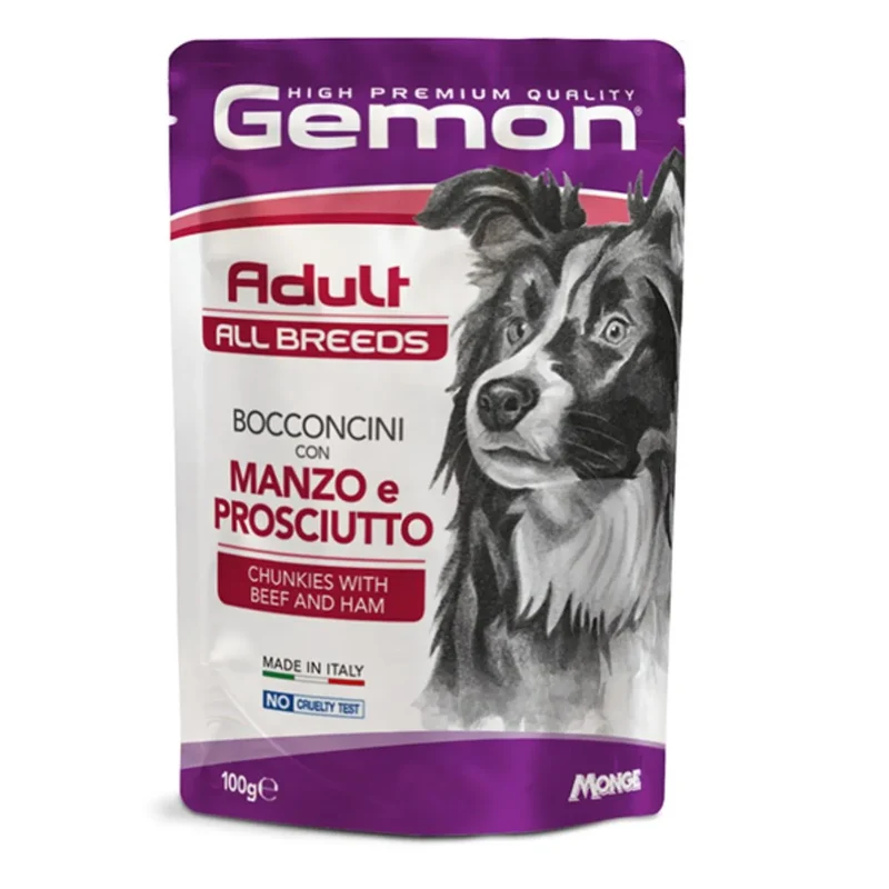 Gemon All Breeds Adult Bocconcini Manzo e Prosciutto Cane 100g