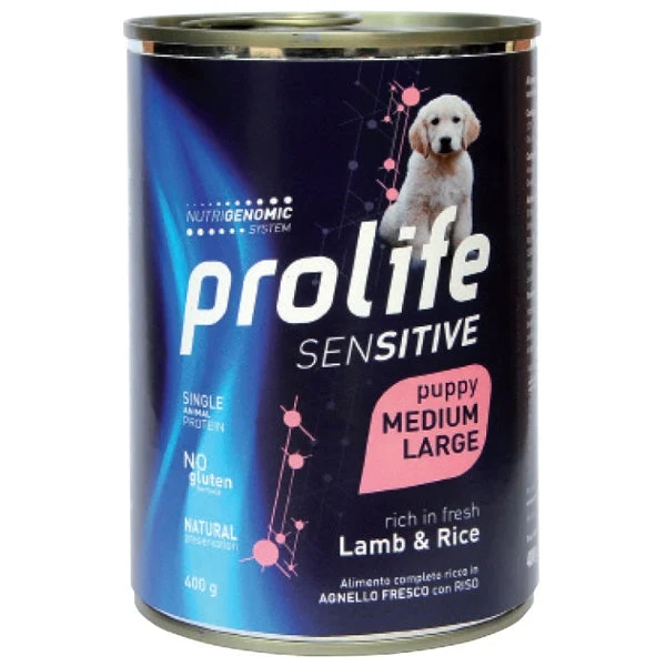 Prolife Wet Sensitive Puppy Medium Large Agnello 400g