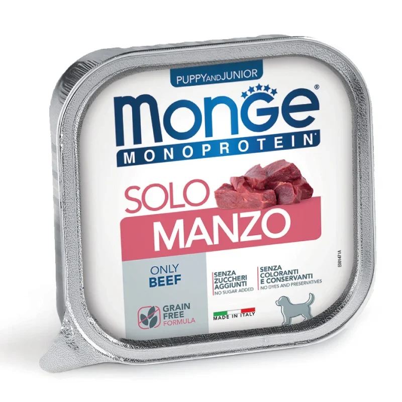 Monge Monoprotein Paté Solo Manzo Puppy and Junior Cane 150g