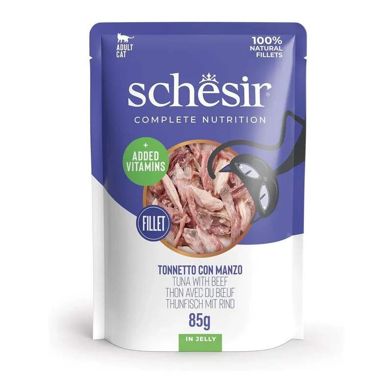 12x85g Schesir Complete Nutrition Tonnetto con Manzo in Gelatina