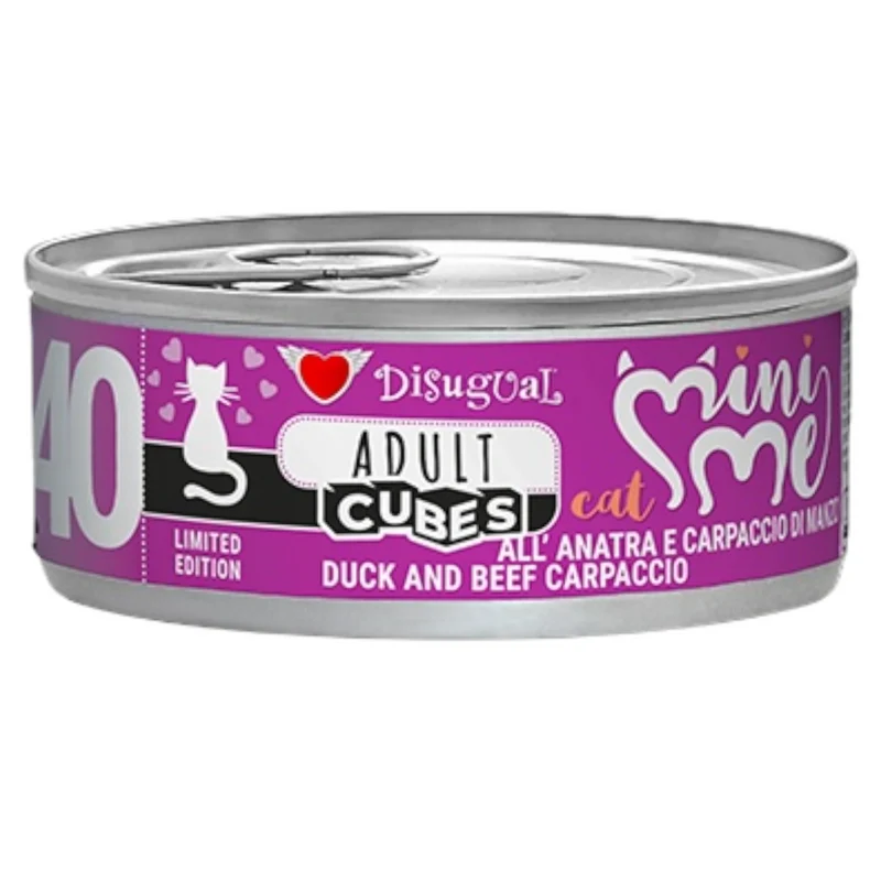 DISUGUAL Gatto Mini Me Cubes 40 Adult Anatra e Carpaccio di Manzo 85gr