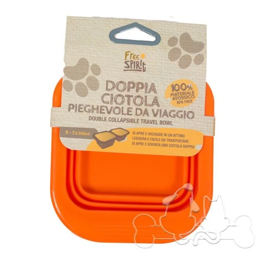 Farm Company Ciotola Doppia Pieghevole in Silicone Arancio
