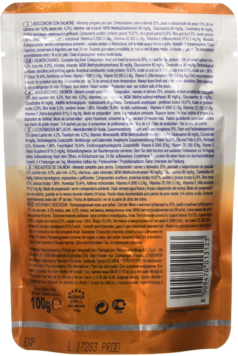 Monge Grill Bocconcini Ricco in Salmone Adult 100g