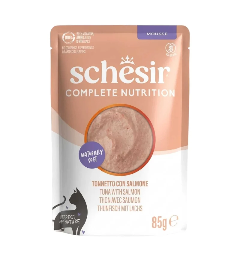 12x85g Schesir Complete Nutrition Mousse Tonnetto Salmone