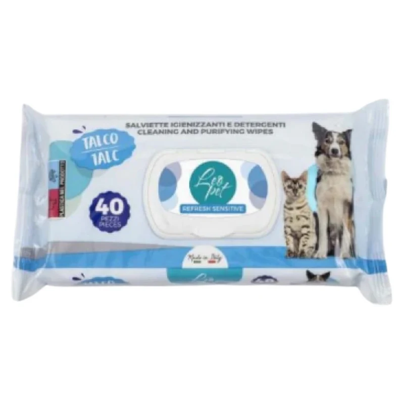 LEOPET Salviette Detergenti Talco 40pz