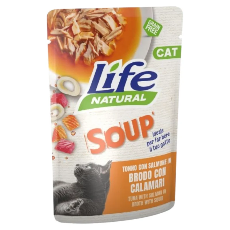 LIFE Cat Soup Tonno con Salmone e brodo di Calamari 60gr