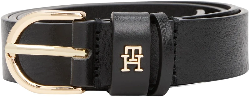 Tommy Hilfiger Donna Cintura Essential Effortless 2,5 cm Cintura in Pelle, Nero (Black), 70 cm