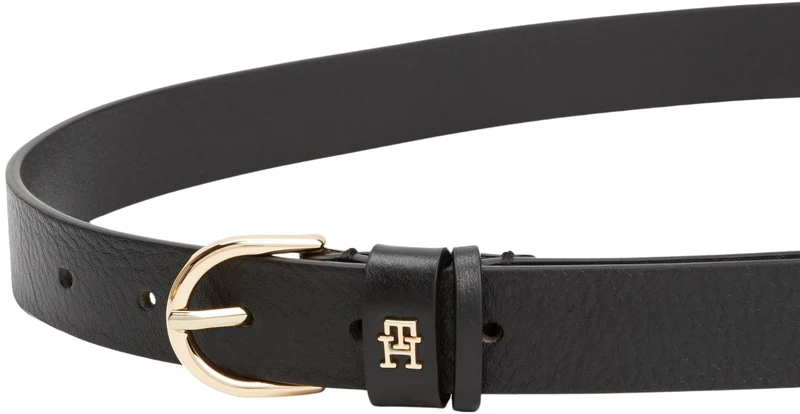 Tommy Hilfiger Donna Cintura Essential Effortless 2,5 cm Cintura in Pelle, Nero (Black), 70 cm