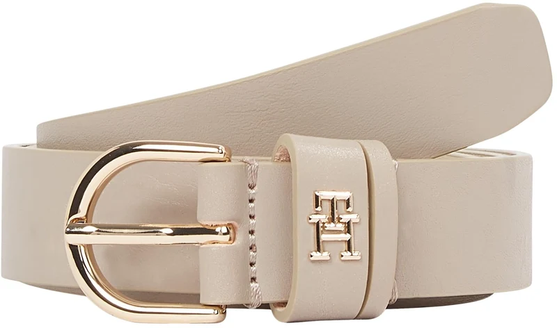 Tommy Hilfiger Donna Cintura Essential Effortless 2,5 cm Cintura in Pelle, Beige (Sandalwood), 100 cm
