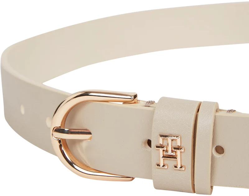 Tommy Hilfiger Donna Cintura Essential Effortless 2,5 cm Cintura in Pelle, Beige (Sugarcane), 85 cm